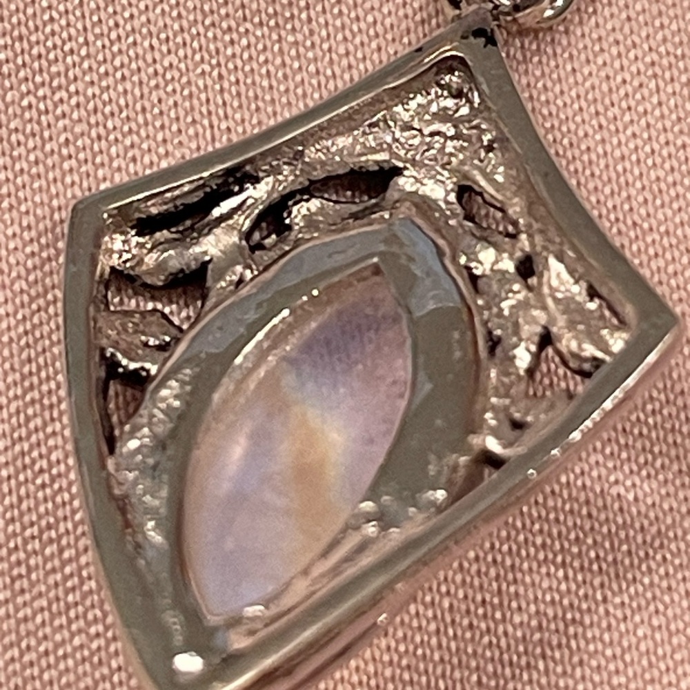 Sterling Silver Genuine Moonstone Dangle Earrings - Picture 5 of 5